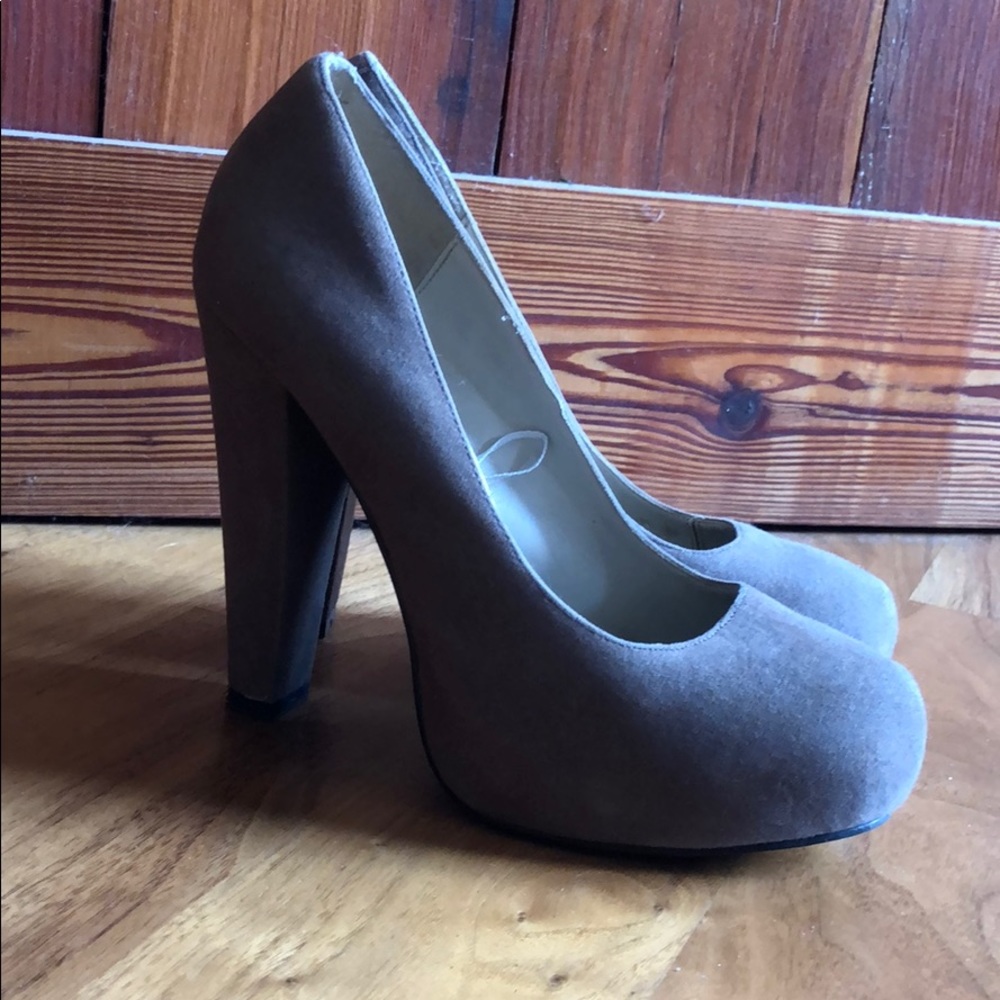 Suede nude heels